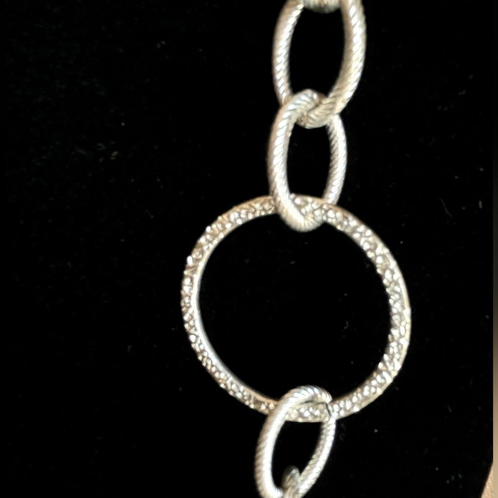 Silver Textured Link Statement Necklace - image 3